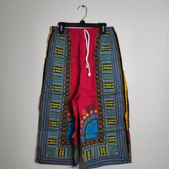 Unisex African Dashiki Shirt & Capri Pants 2pc. Set Hot Pink and Blue One‎ Size - Picture 7 of 7
